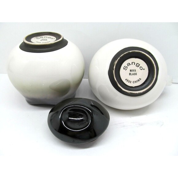 Sango Nova Black Lidded Sugar Dish & Creamer Set - Picture 6 of 7